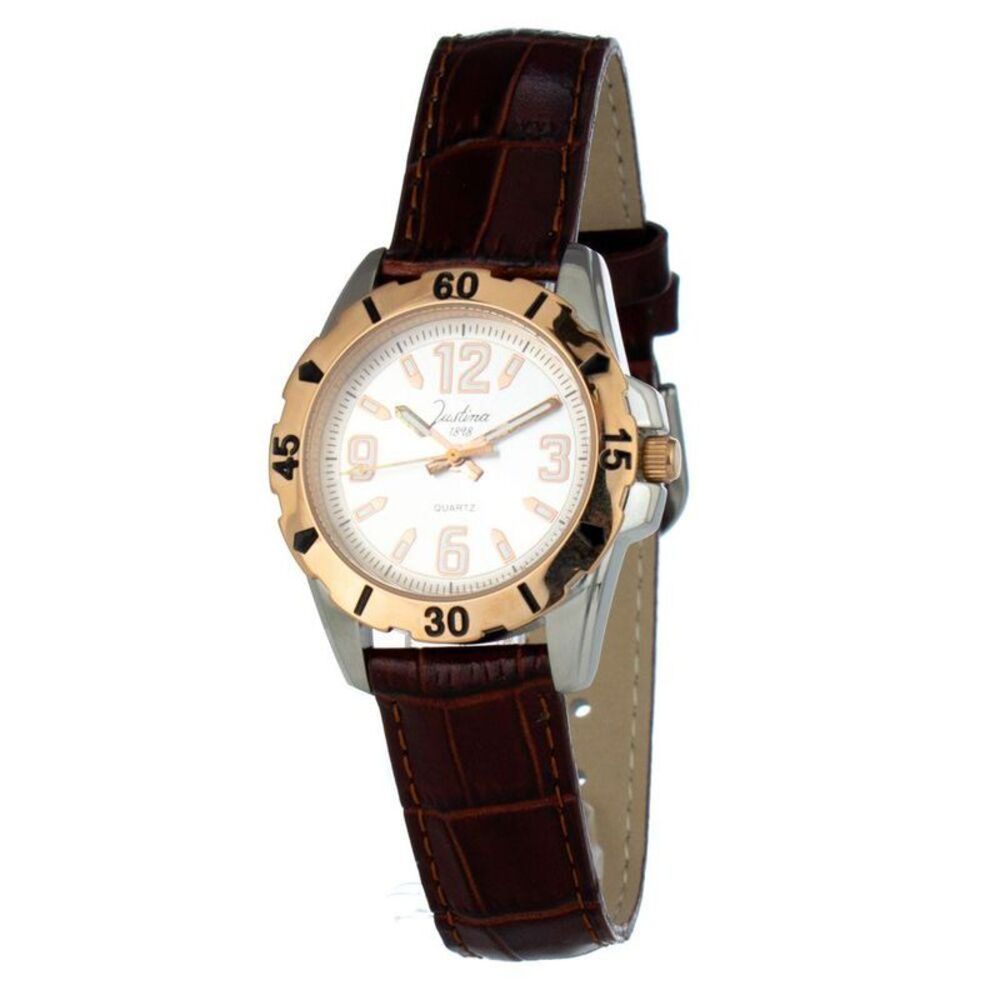 JUSTINA Luxury Leather Strap Dress Watch Women Brown Watches